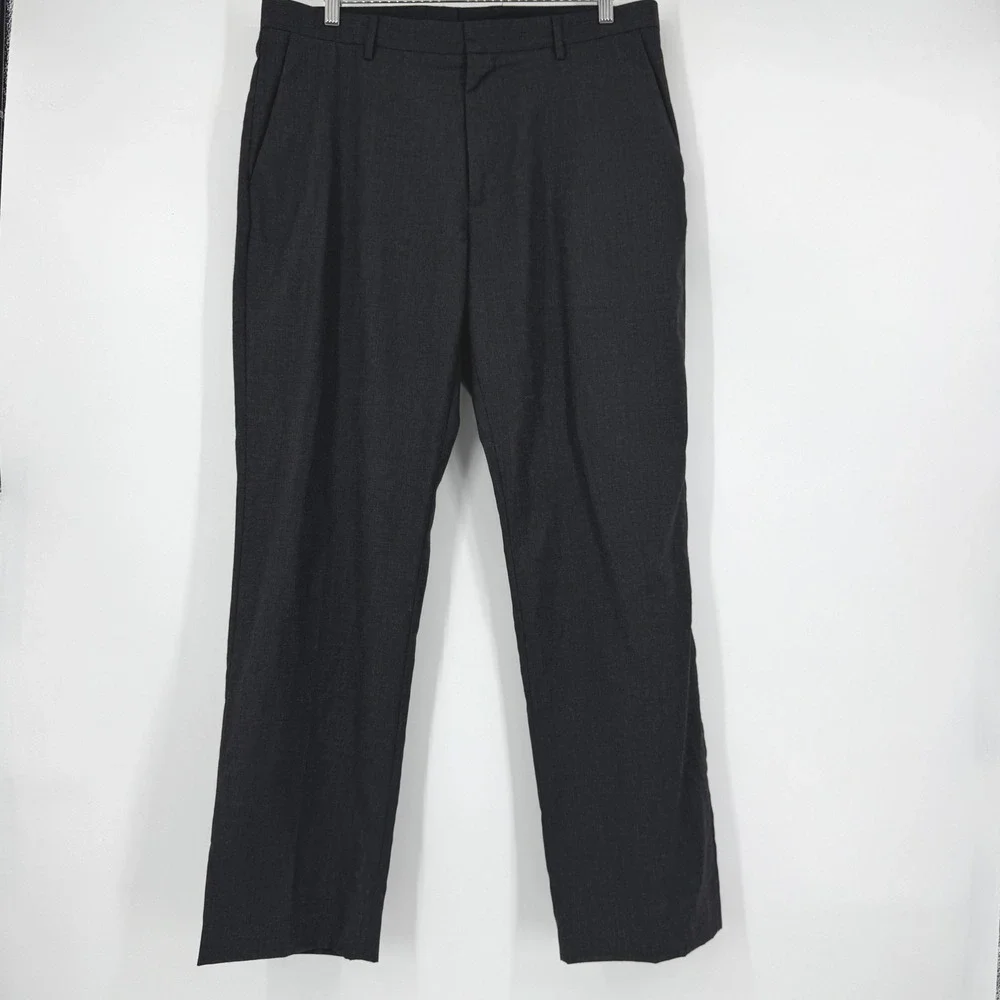 J.Crew Mens 2 Piece Suit Charcoal Gray 3 Button Blazer Trousers 42L